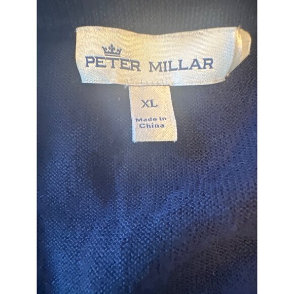 Peter Millar Mens Navy V-Neck Sweater XL Merino Wool & Lyocell Made In China - Picture 2 of 5